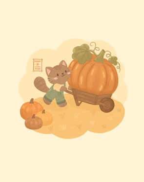 Gato y la calabaza