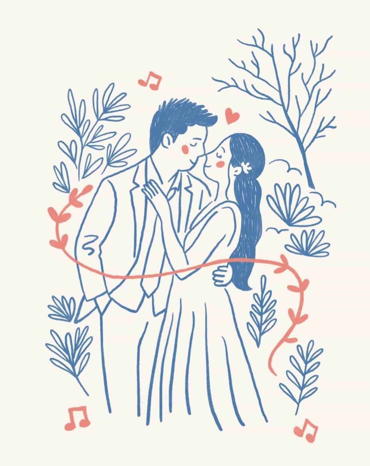 Pareja hilo rojo